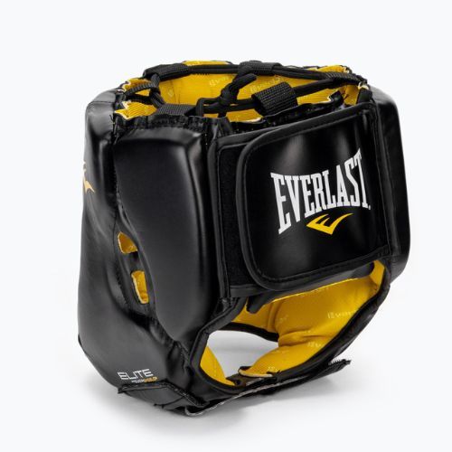 EVERLAST Elite Lea Headgear pánska boxerská prilba čierna EV 720