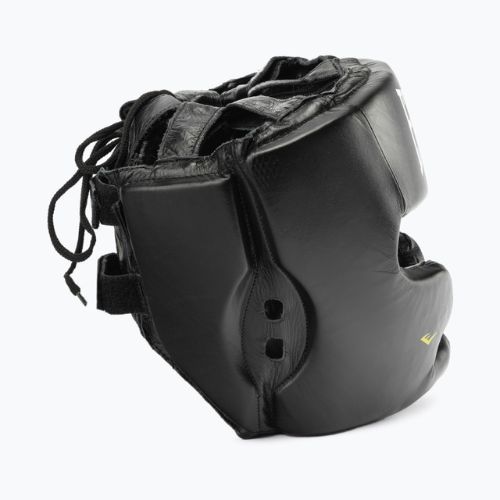 Pánska kožená boxerská prilba EVERLAST s ochranou tváre a brady Black 350 BLK - S/M