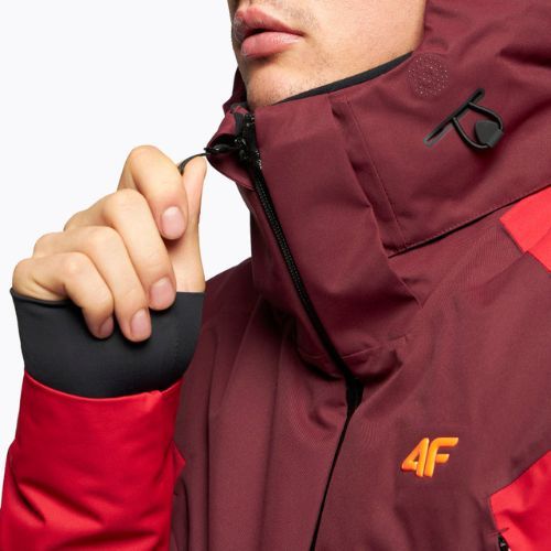 Pánska lyžiarska bunda 4F burgundy-red H4Z21-KUMN015
