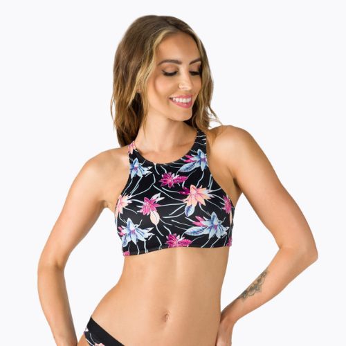 Vrchný diel plaviek ROXY Active Crop Top 2021 anthracite/floral flow
