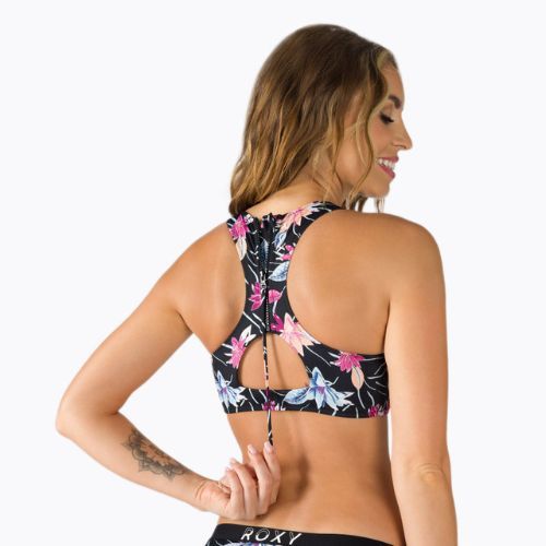 Vrchný diel plaviek ROXY Active Crop Top 2021 anthracite/floral flow