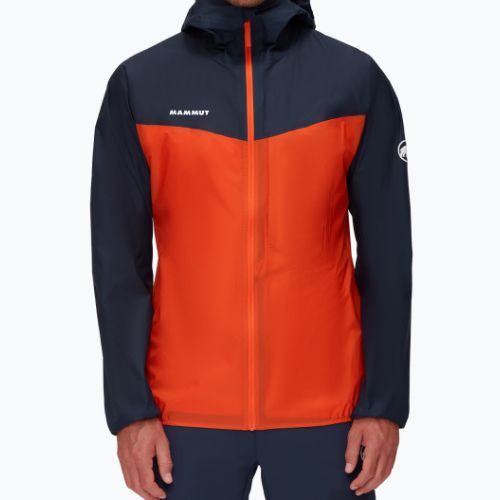 MAMMUT Kento Light HS pánska hardshellová bunda oranžová a tmavomodrá