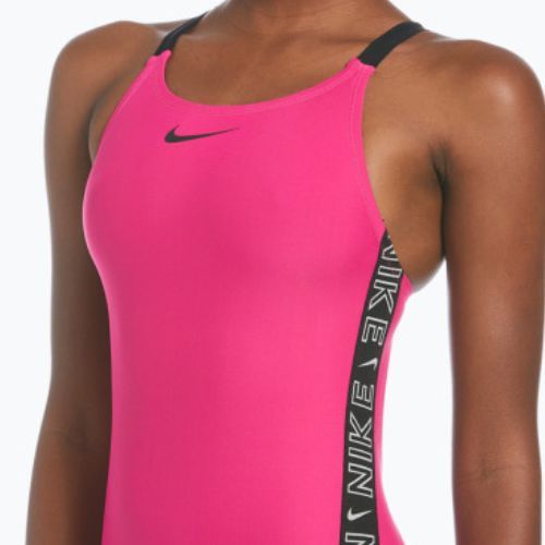 Dámske jednodielne plavky Nike Logo Tape Fastback pink NESSB130-672