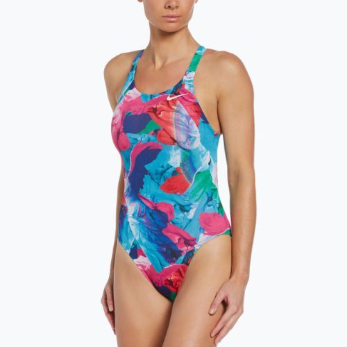 Dámske jednodielne plavky Nike Multiple Print Fastback fialové NESSC010-593