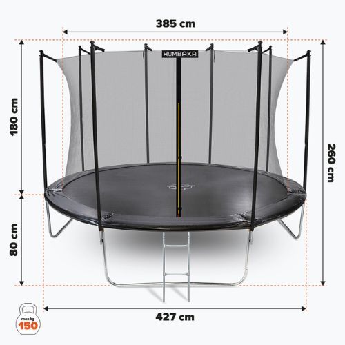 Záhradná trampolína HUMBAKA Eco 427 cm čierna ECO-14' Tramps