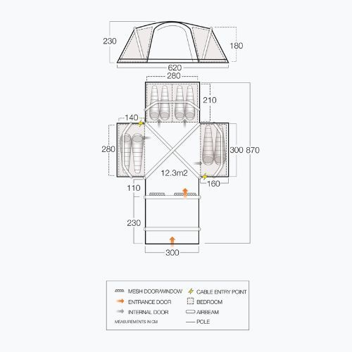 Vango Diablo II Air 850XL modrý TEQDIABAIS0DTIR Kempingový stan pre 8 osôb