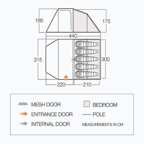 Vango Skye 500 kempingový stan pre 5 osôb TERSKYE zelený T15177