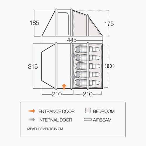Kempingový stan Vango Skye II Air 500 pre 5 osôb zelený TEQSKYEAIH09177