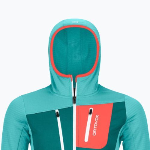 Dámska mikina Ortovox Fleece Grid Hoody tyrkysová 8720100036