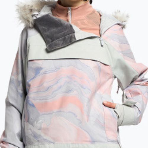 Dámska snowboardová bunda ROXY Chloe Kim Overhead 2021 gray violet marble