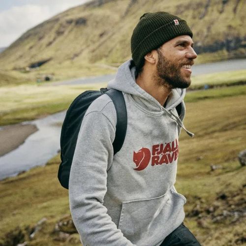 Pánska mikina Fjällräven Logo Hoodie šedá F84144