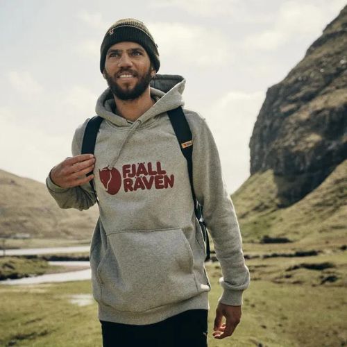 Pánska mikina Fjällräven Logo Hoodie šedá F84144