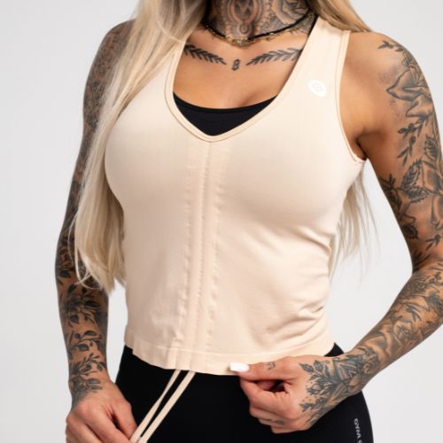 Dámsky tréningový top Gym Glamour Pull-on Beige 448