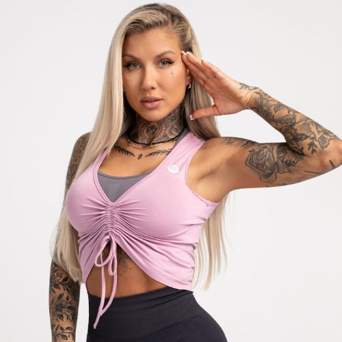 Dámsky tréningový top Gym Glamour Drawstring Pink 447