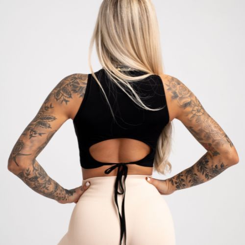 Gym Glamour Dámsky viazaný tréningový top Black 440