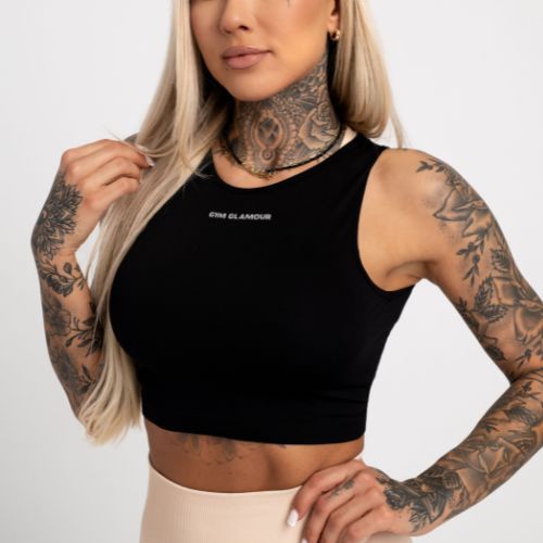 Gym Glamour Dámsky viazaný tréningový top Black 440