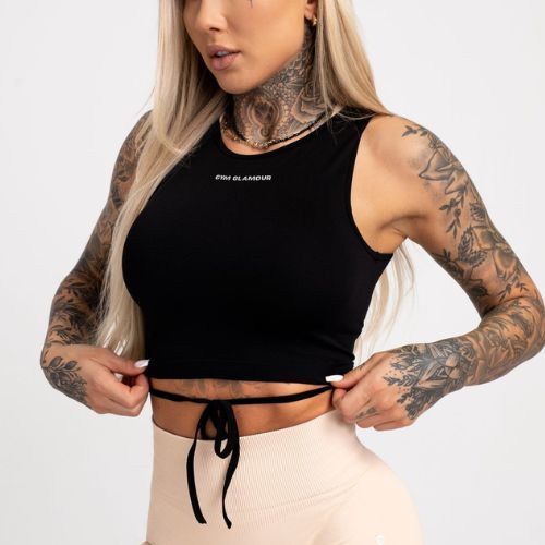 Gym Glamour Dámsky viazaný tréningový top Black 440