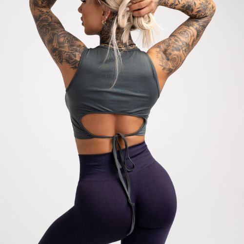 Dámsky tréningový top Gym Glamour Tied Silver Grey 444