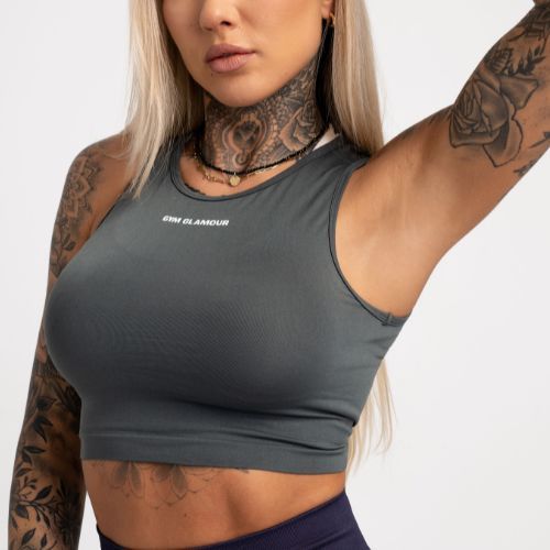 Dámsky tréningový top Gym Glamour Tied Silver Grey 444