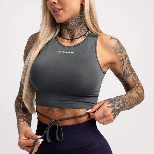 Dámsky tréningový top Gym Glamour Tied Silver Grey 444