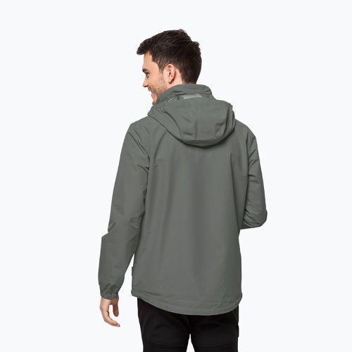 Jack Wolfskin pánska bunda do dažďa Stormy Point 2L zelená 1111142