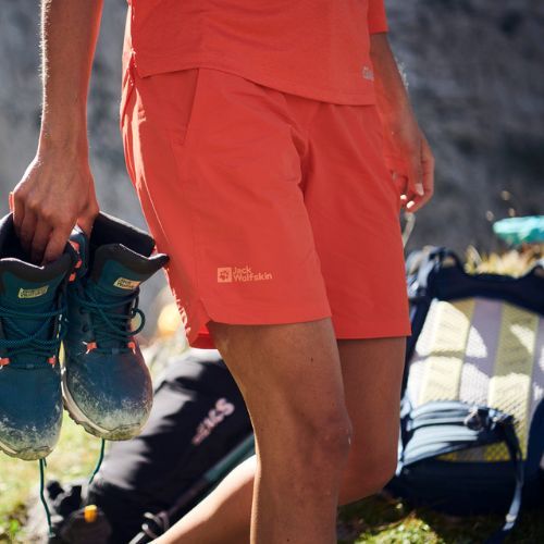 Jack Wolfskin Hilltop Trail dámske trekingové šortky oranžové 1505462