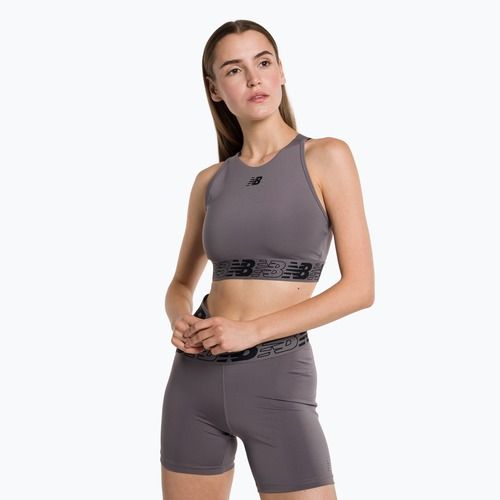 New Balance Relentless Crop šedá fitness podprsenka NBWB31175ZNC