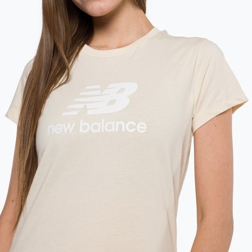 Dámske tričko New Balance Essentials Stacked Logo Co beige NBWT31546
