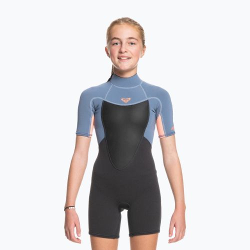 Detská plavecká pena ROXY 2/2 Prologue Girl BZ SS SP FL 2021 cloud black/powderdgrey/sunglow
