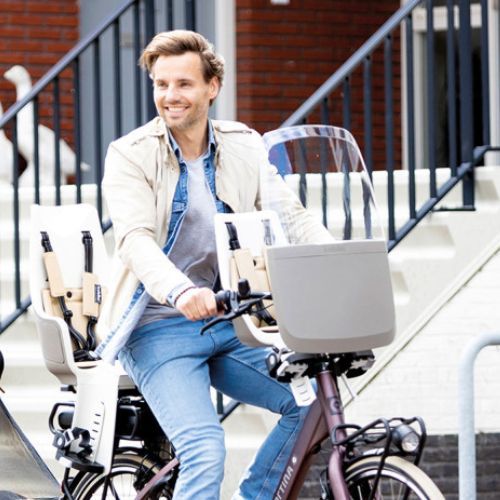 Sedadlo na bicykel Bobike Exclusive Maxi Plus so zadným nosičom béžová 8011200024