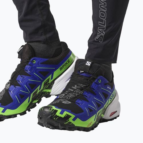 Pánska bežecká obuv Salomon Spikecross 6 GTX black/surf the web/green gecko