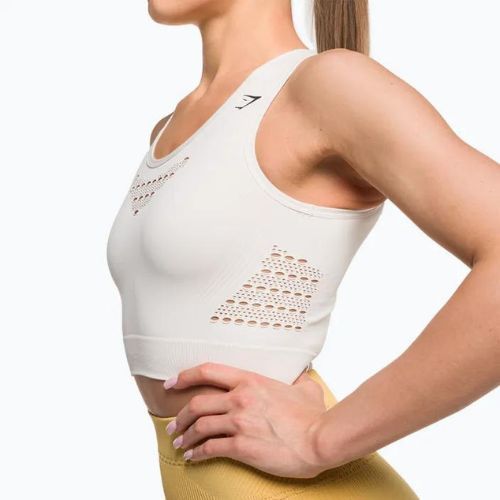 Dámske tričko Gymshark Energy Seamless Crop Top cream white