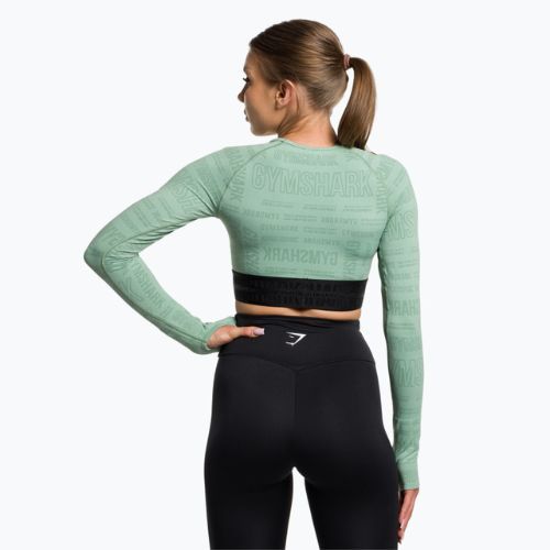 Dámsky tréningový top s dlhým rukávom Gymshark Vision Crop Top green/black