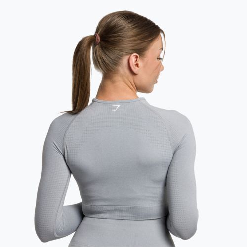 Dámsky tréningový top s dlhým rukávom Gymshark Vital Seamless Crop Top light grey