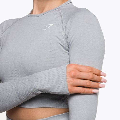 Dámsky tréningový top s dlhým rukávom Gymshark Vital Seamless Crop Top light grey