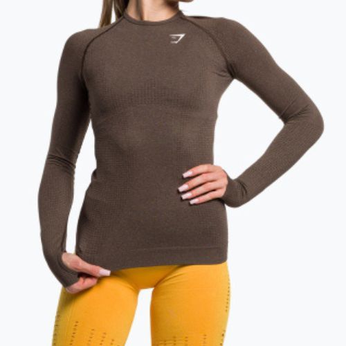 Dámsky tréningový top s dlhým rukávom Gymshark Vital Seamless Top brown/white