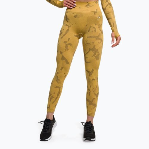 Dámske tréningové legíny Gymshark Adapt Camo Savanna Seamless yellow/white