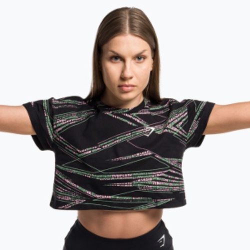 Dámsky tréningový top Gymshark Zone Graphic Crop black/lime