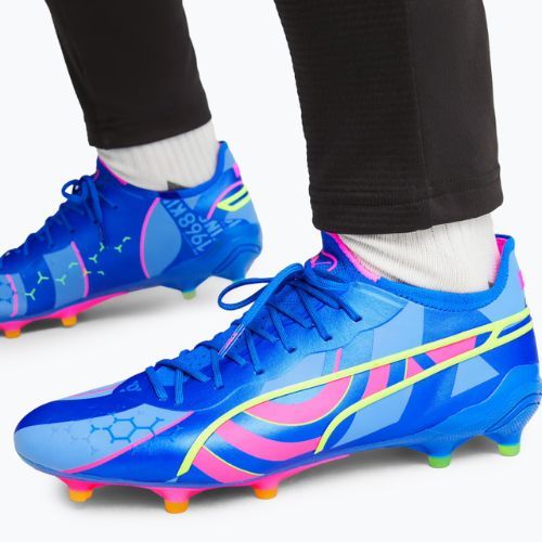 PUMA King Ultimate Energy FG/AG pánske kopačky ultra blue/luminous pink/luminous blue