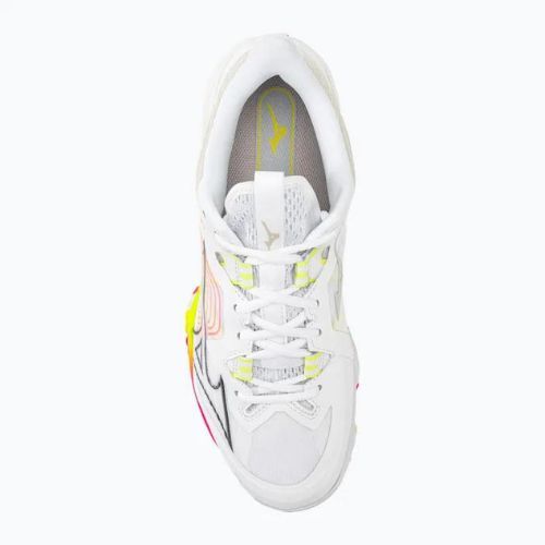Pánska bedmintonová obuv Mizuno Wave Claw Neo 2 white / lunar rock / high vis pink