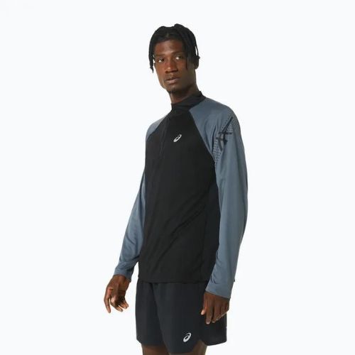 Pánske bežecké tričko ASICS Icon 1/2 Zip performance black/carrier grey