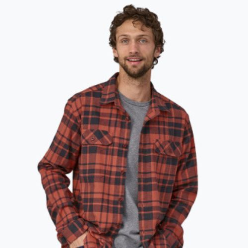 Pánska košeľa Patagonia Organic Cotton MW Fjord Flannel ice caps/burl red
