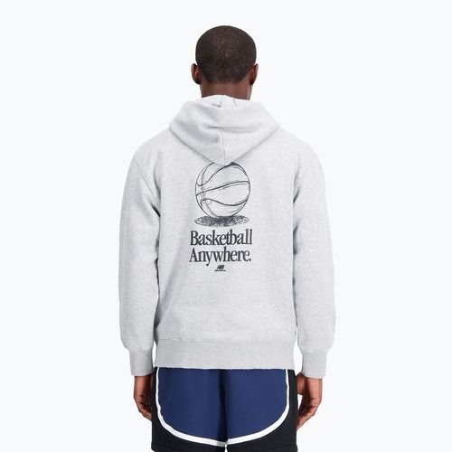 Pánska mikina New Balance Hoops Fleece Hoodie athletic grey