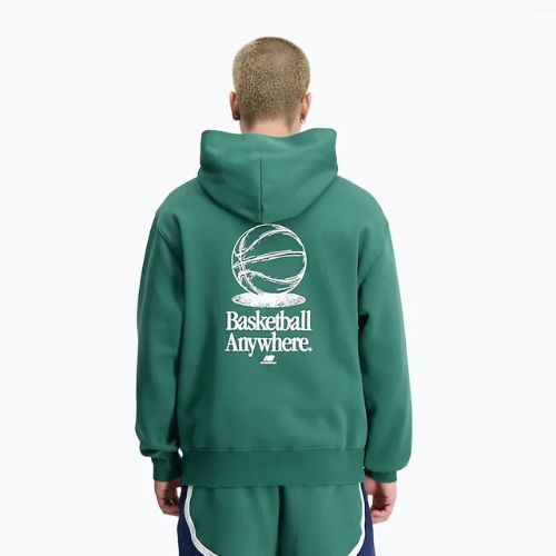 Pánska mikina New Balance Hoops Fleece Hoodie team forest green