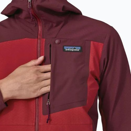 Dámska softshellová bunda Patagonia R1 CrossStrata Hoody touring červená