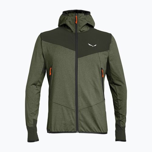 Pánska trekingová mikina Salewa Agner Hybrid PL/DST FZ dark olive melange