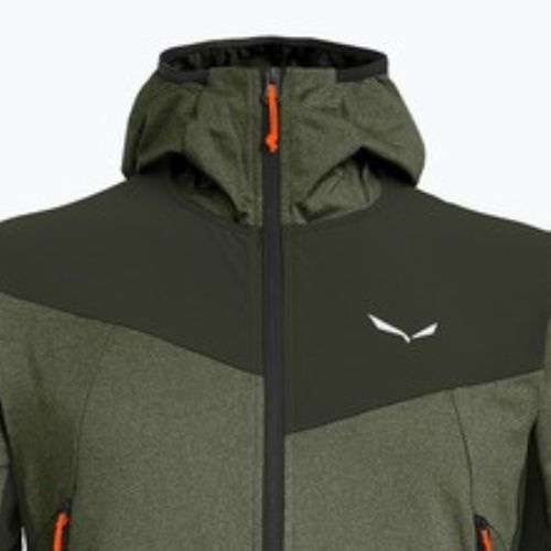 Pánska trekingová mikina Salewa Agner Hybrid PL/DST FZ dark olive melange