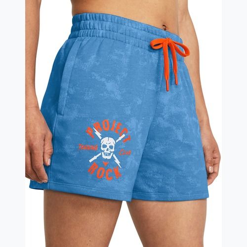 Dámske tréningové šortky Under Armour Project Rock Underground Terry viral blue/phoenix/white