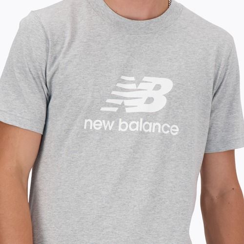 Pánske športové sivé tričko New Balance Stacked Logo