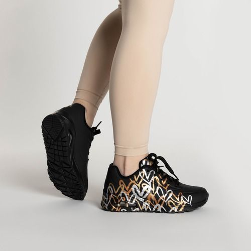 Dámske topánky SKECHERS Uno Metallic Love black/metallic
